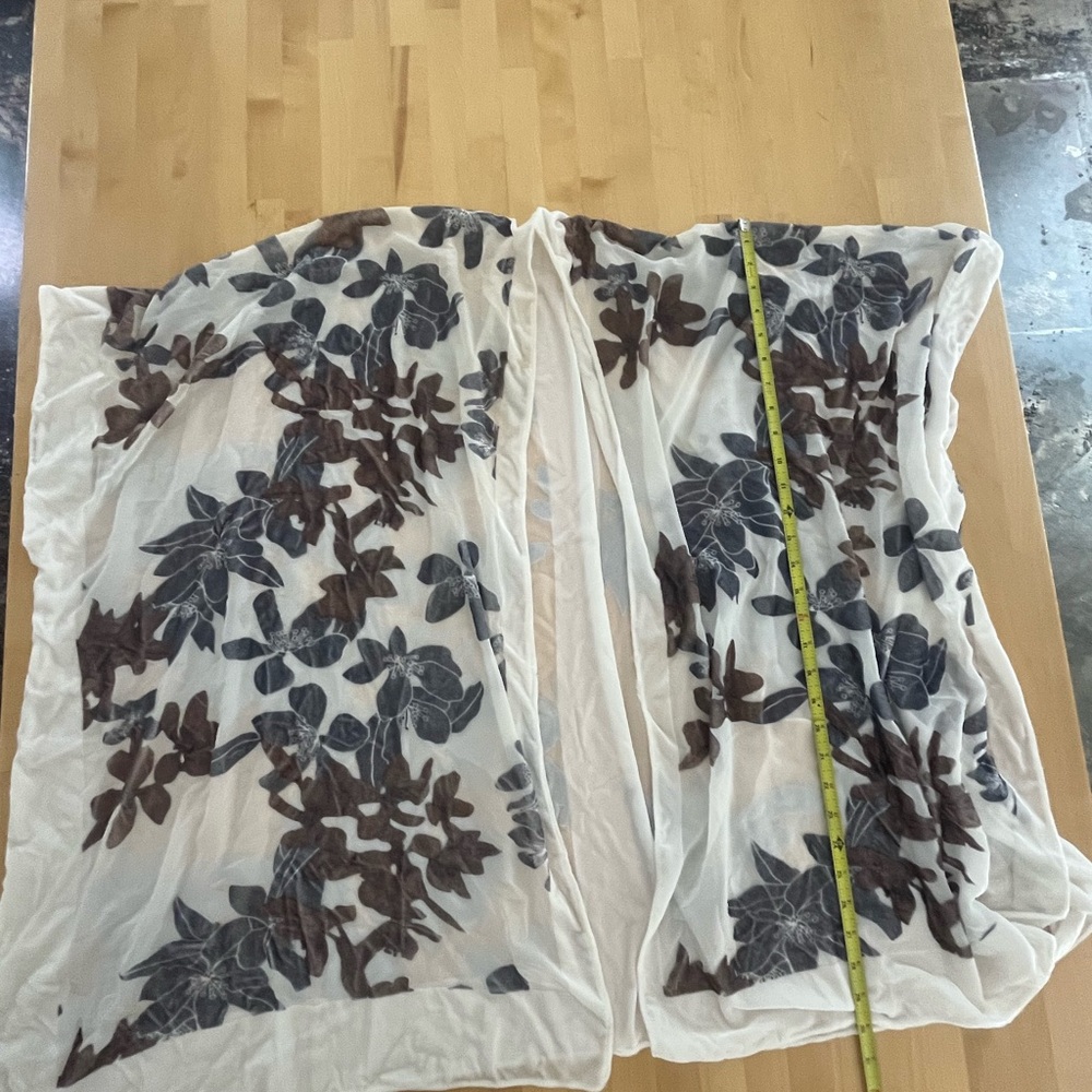 Lovestitch Floral Sheer & Velvet Shawl with Brown and Gray Design Fairy Beachy